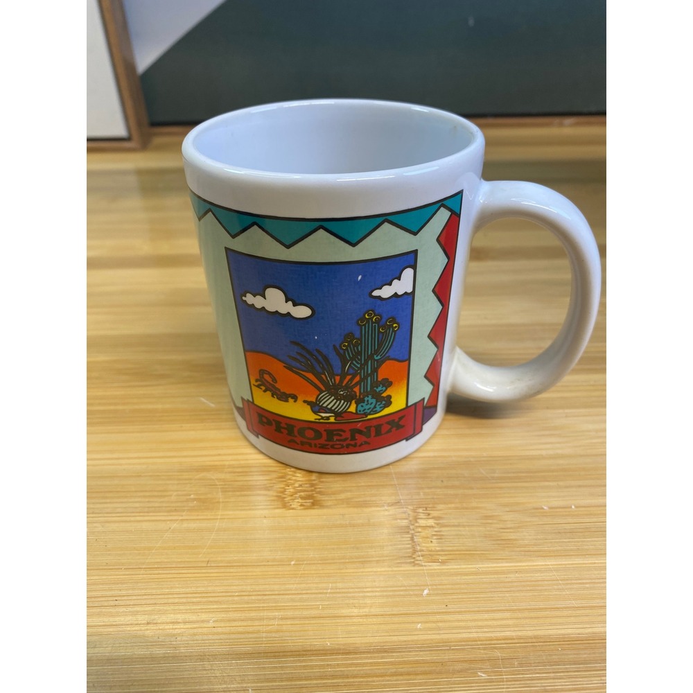 Unbranded Coffee Mug Unisex OS White Phoenix Arizona Desert Scene Vintage 90s
